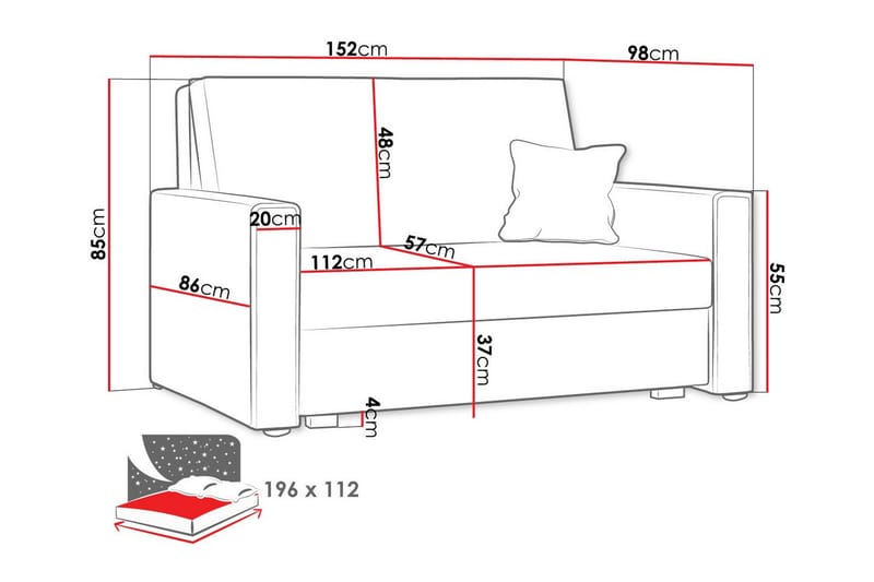 2-seters Sovesofa Denegal - Mørkeblå - Møbler - Sofaer - Sovesofaer - 2 seters sovesofa