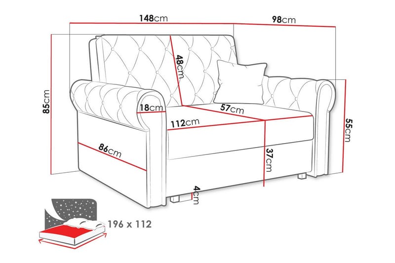 2-seters Sovesofa Denegal - Mørkeblå - Møbler - Sofaer - Sovesofaer - 2 seters sovesofa