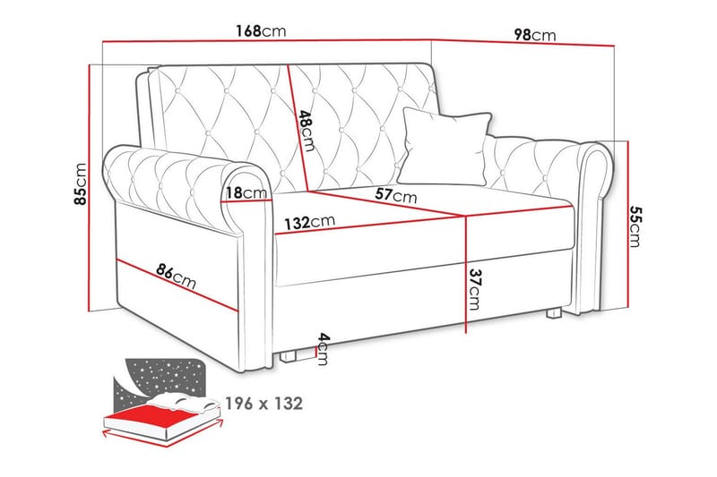 2-seters Sovesofa Denegal - Mørkeblå - Møbler - Sofaer - Sovesofaer - 2 seters sovesofa