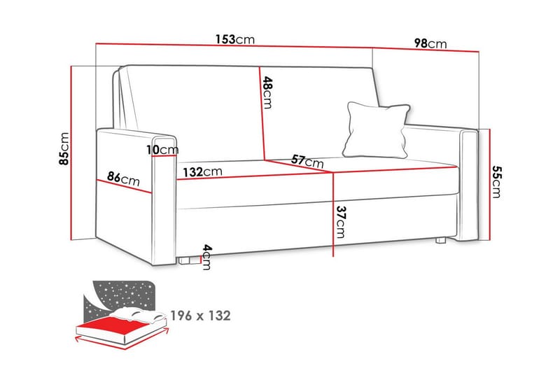 2-seters Sovesofa Denegal - Mørkeblå - Møbler - Sofaer - Sovesofaer - 2 seters sovesofa