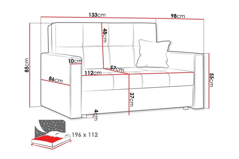 2-seters Sovesofa Denegal - Mørkeblå - Møbler - Sofaer - Sovesofaer - 2 seters sovesofa