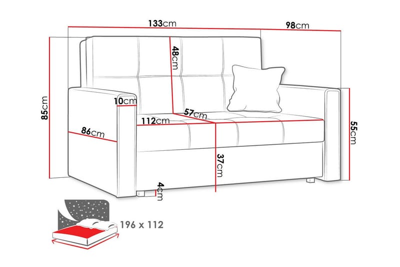 2-seters Sovesofa Denegal - Mørkebrun - Møbler - Sofaer - Sovesofaer - 2 seters sovesofa