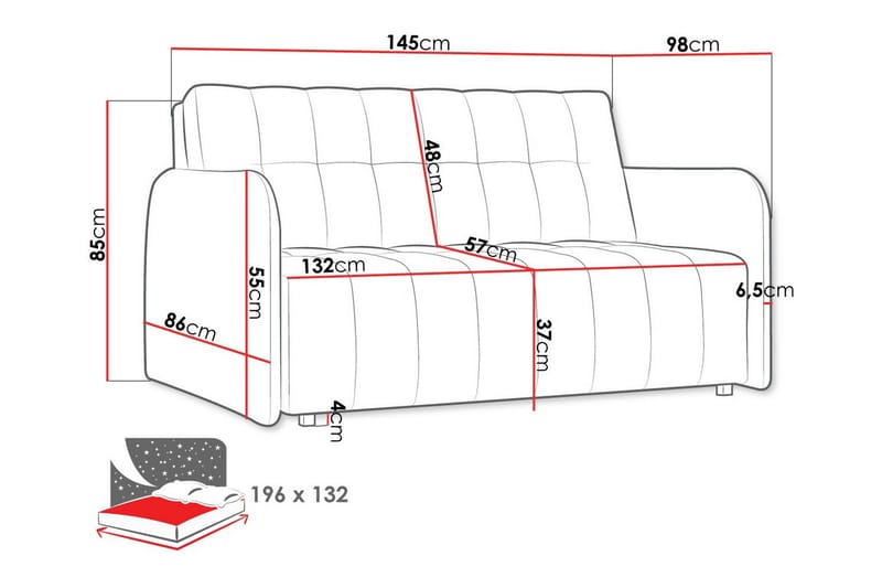 2-seters Sovesofa Denegal - Mørkegrå - Møbler - Sofaer - Sovesofaer - 2 seters sovesofa