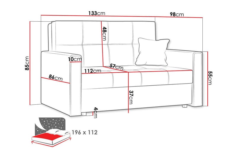 2-seters Sovesofa Denegal - Mørkegrå - Møbler - Sofaer - Sovesofaer - 2 seters sovesofa