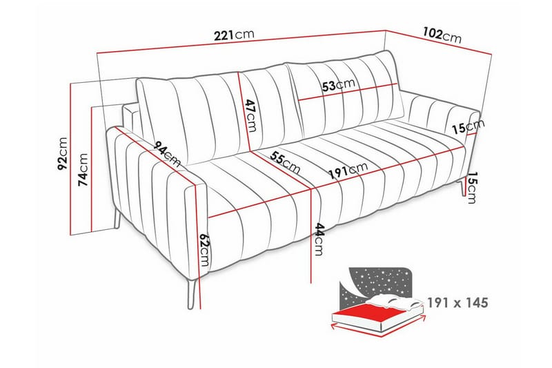 2-seters Sovesofa Graystone - Lysegrå - Møbler - Sofaer - Sovesofaer - 2 seters sovesofa