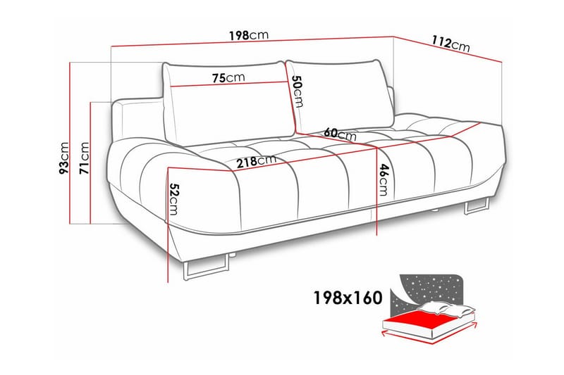 2-seters Sovesofa Graystone - Lysegrå - Møbler - Sofaer - Sovesofaer - 2 seters sovesofa