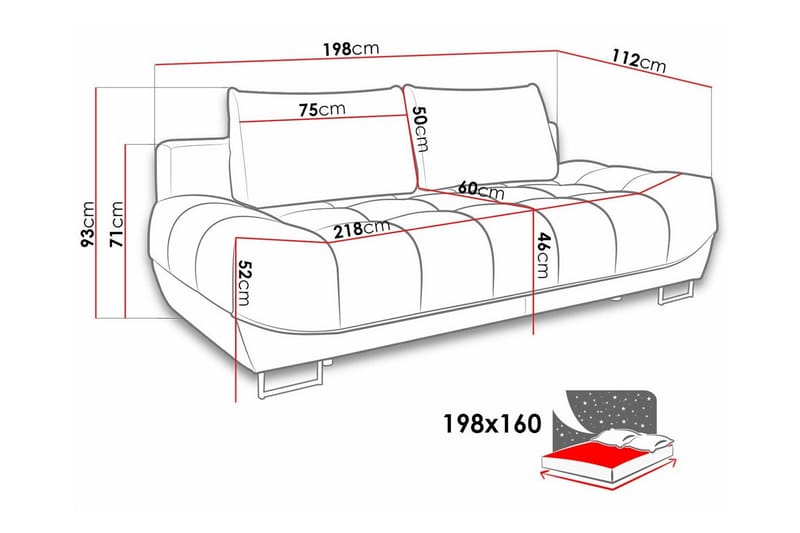 2-seters Sovesofa Graystone - Mørkegrå - Møbler - Sofaer - Sovesofaer - 2 seters sovesofa