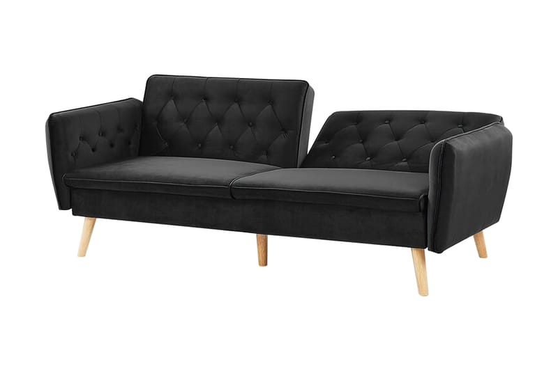 2-seters Sovesofa Keianes - Fløyel/Svart - Møbler - Sofaer - Sovesofaer - 2 seters sovesofa