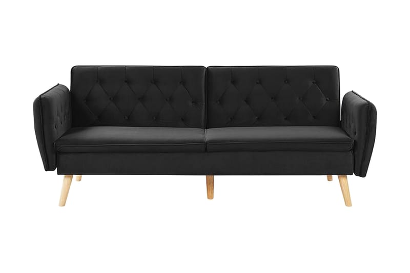 2-seters Sovesofa Keianes - Fløyel/Svart - Møbler - Sofaer - Sovesofaer - 2 seters sovesofa