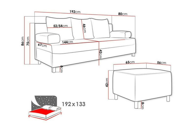 2-seters Sovesofa Kintore - Brun - Møbler - Sofaer - Sovesofaer - 2 seters sovesofa