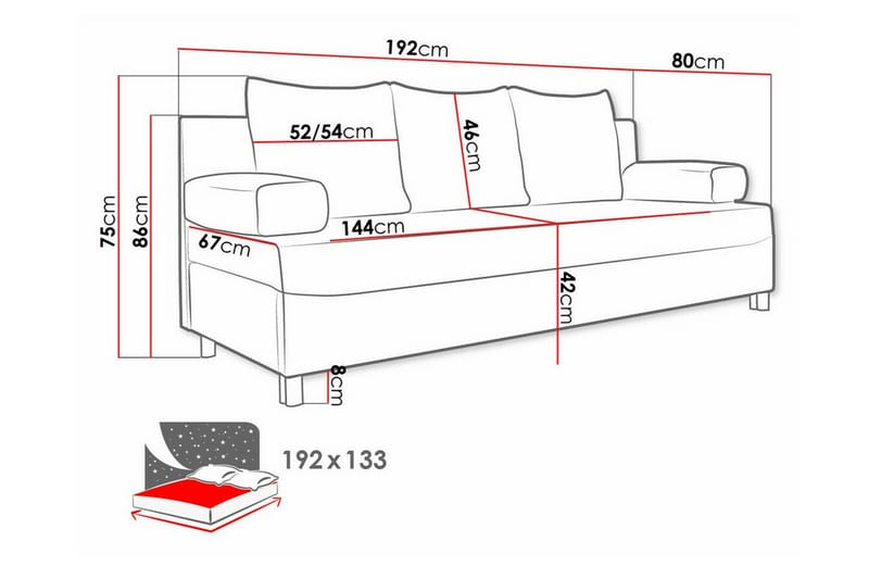 2-seters Sovesofa Kintore - Brun - Møbler - Sofaer - Sovesofaer - 2 seters sovesofa