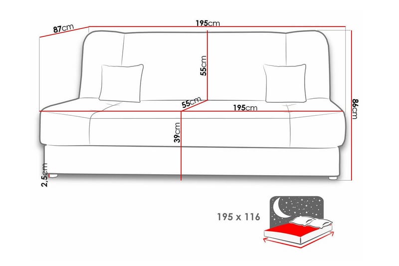 2-seters Sovesofa Kintore - Brun - Møbler - Sofaer - Sovesofaer - 2 seters sovesofa