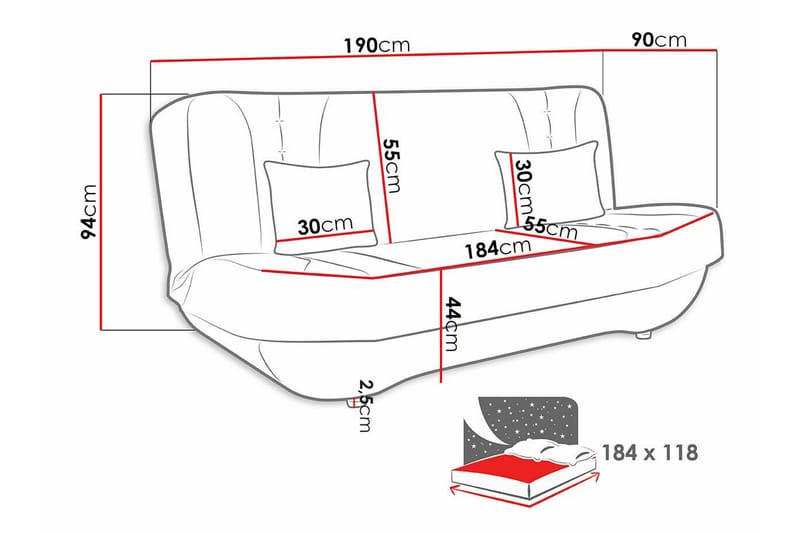 2-seters Sovesofa Kintore - Brun - Møbler - Sofaer - Sovesofaer - 2 seters sovesofa