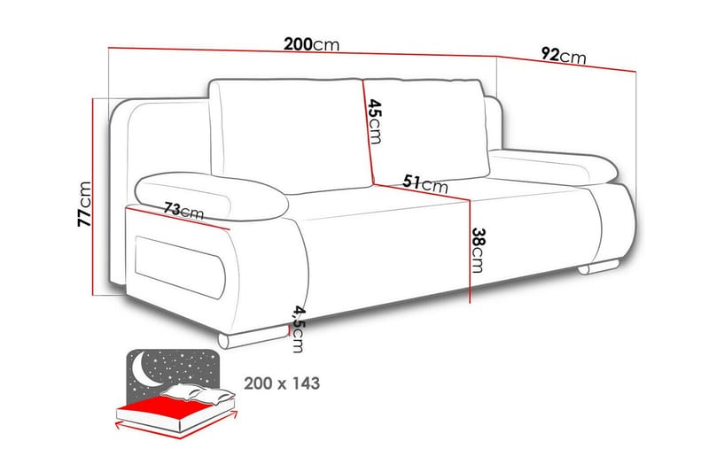 2-seters Sovesofa Kintore - Grå/Svart - Møbler - Sofaer - Sovesofaer - 2 seters sovesofa