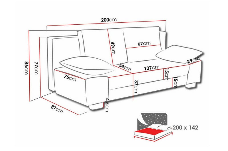 2-seters Sovesofa Kintore - Gul - Møbler - Sofaer - Sovesofaer - 2 seters sovesofa