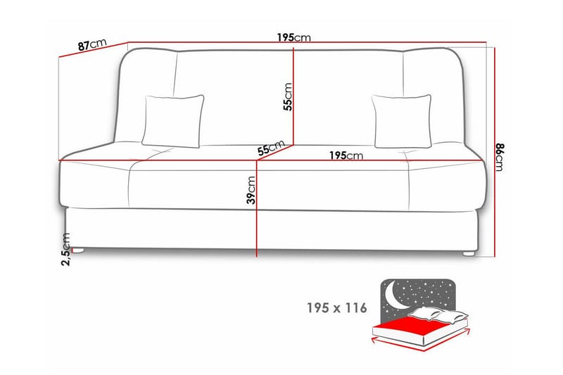 2-seters Sovesofa Kintore - Gul/Brun - Møbler - Sofaer - Sovesofaer - 2 seters sovesofa