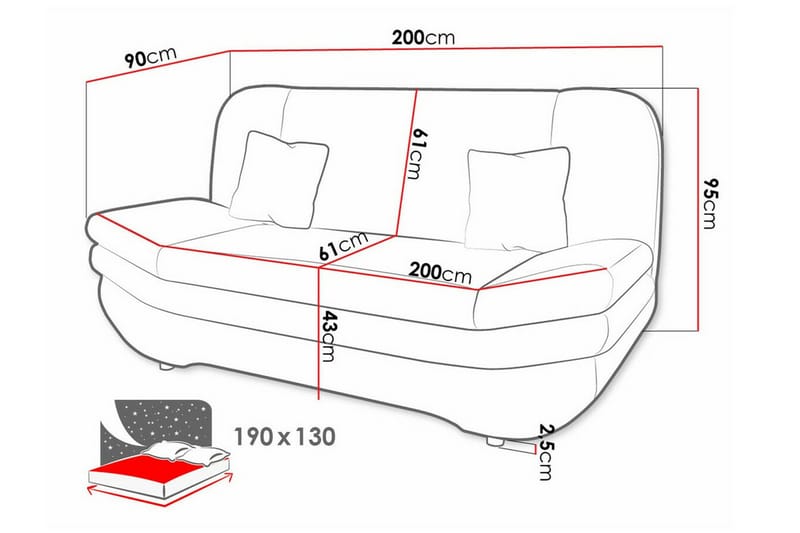 2-seters Sovesofa Kintore - Hvit - Møbler - Sofaer - Sovesofaer - 2 seters sovesofa