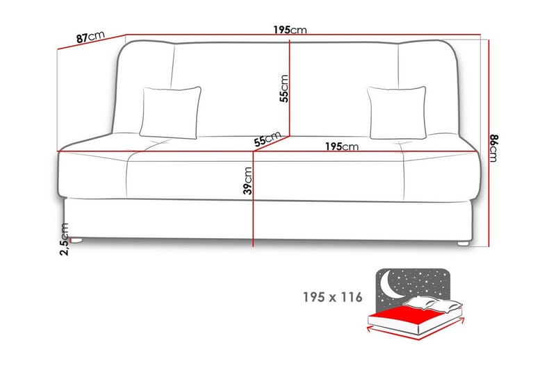 2-seters Sovesofa Kintore - Hvit - Møbler - Sofaer - Sovesofaer - 2 seters sovesofa