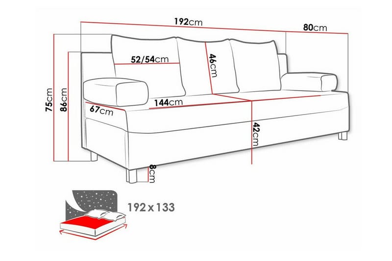 2-seters Sovesofa Kintore - Lysegrå/Mørkegrå - Møbler - Sofaer - Sovesofaer - 2 seters sovesofa