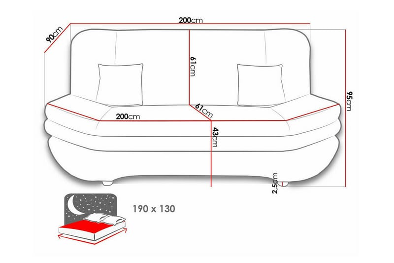 2-seters Sovesofa Kintore - Lysegrå/Mørkegrå - Møbler - Sofaer - Sovesofaer - 2 seters sovesofa