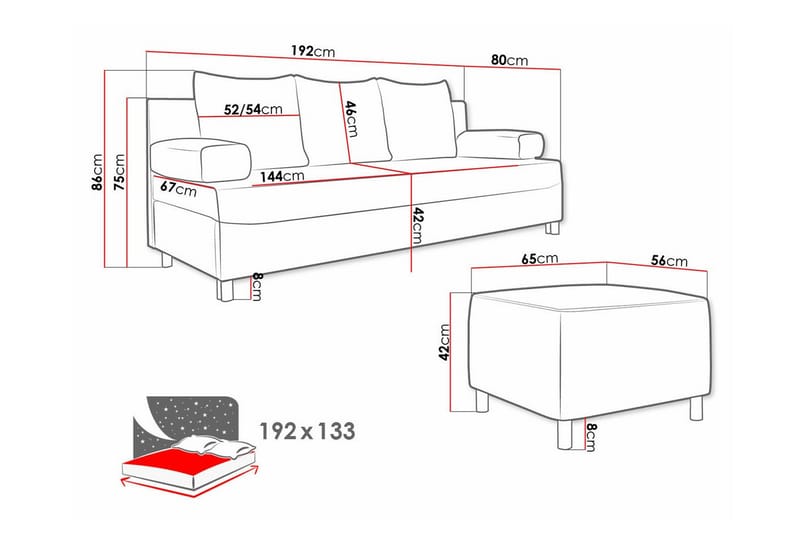 2-seters Sovesofa Kintore - Mørkeblå - Møbler - Sofaer - Sovesofaer - 2 seters sovesofa