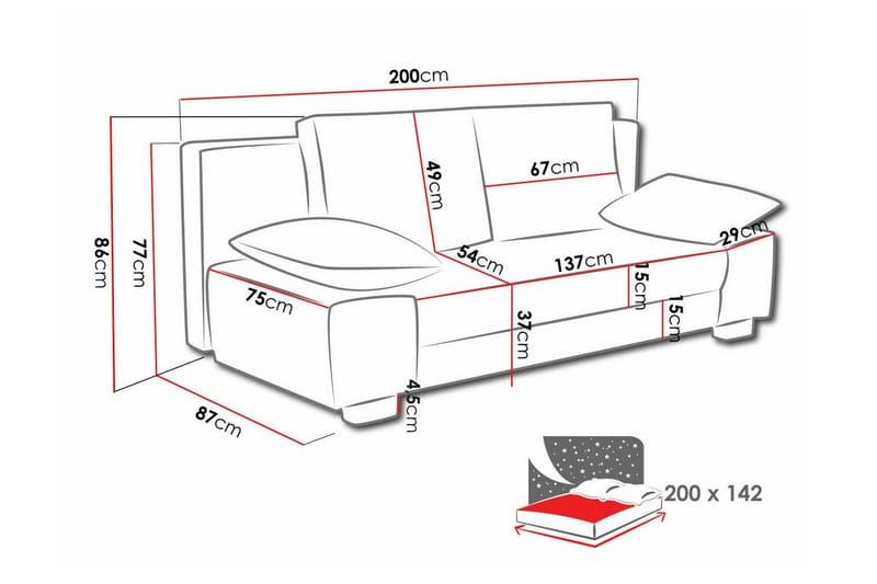 2-seters Sovesofa Kintore - Mørkeblå - Møbler - Sofaer - Sovesofaer - 2 seters sovesofa