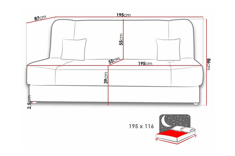 2-seters Sovesofa Kintore - Mørkebrun - Møbler - Sofaer - Sovesofaer - 2 seters sovesofa