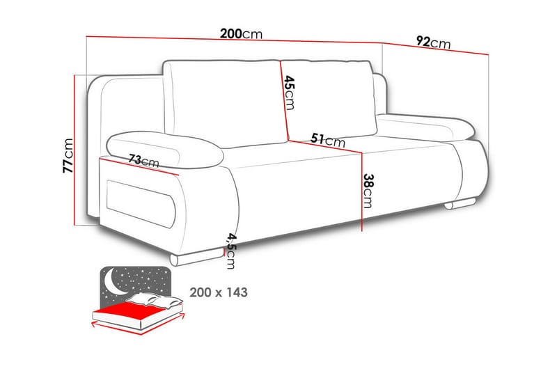 2-seters Sovesofa Kintore - Mørkegrå - Møbler - Sofaer - Sovesofaer - 2 seters sovesofa