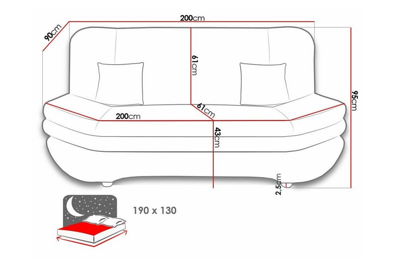 2-seters Sovesofa Kintore - Rød - Møbler - Sofaer - Sovesofaer - 2 seters sovesofa