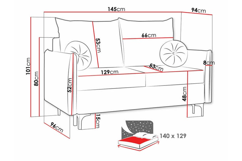 2-seters Sovesofa Knocklong - Blå - Møbler - Sofaer - Sovesofaer - 2 seters sovesofa