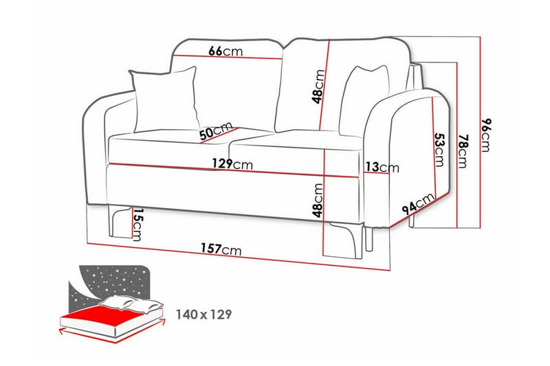 2-seters Sovesofa Knocklong - Brun - Møbler - Sofaer - Sovesofaer - 2 seters sovesofa