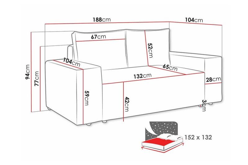 2-seters Sovesofa Knocklong - Grøn - Møbler - Sofaer - Sovesofaer - 2 seters sovesofa