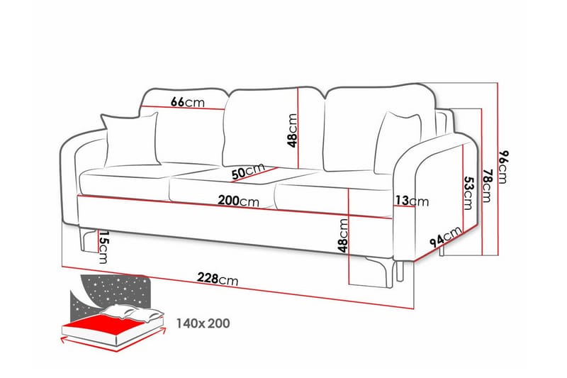 2-seters Sovesofa Knocklong - Gul-Grønn - Møbler - Sofaer - Sovesofaer - 2 seters sovesofa