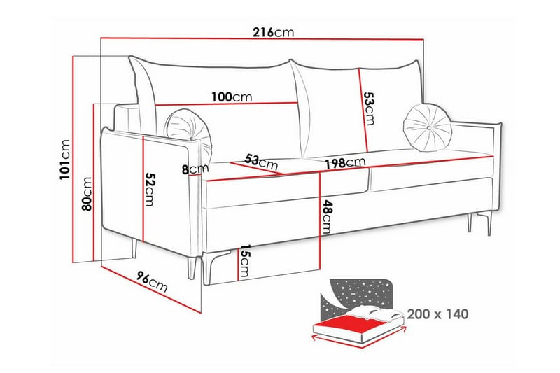 2-seters Sovesofa Knocklong - Gul - Møbler - Sofaer - Sovesofaer - 2 seters sovesofa