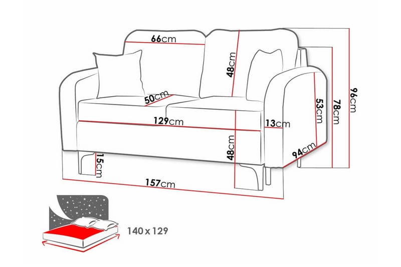 2-seters Sovesofa Knocklong - Mørkeblå - Møbler - Sofaer - Sovesofaer - 2 seters sovesofa