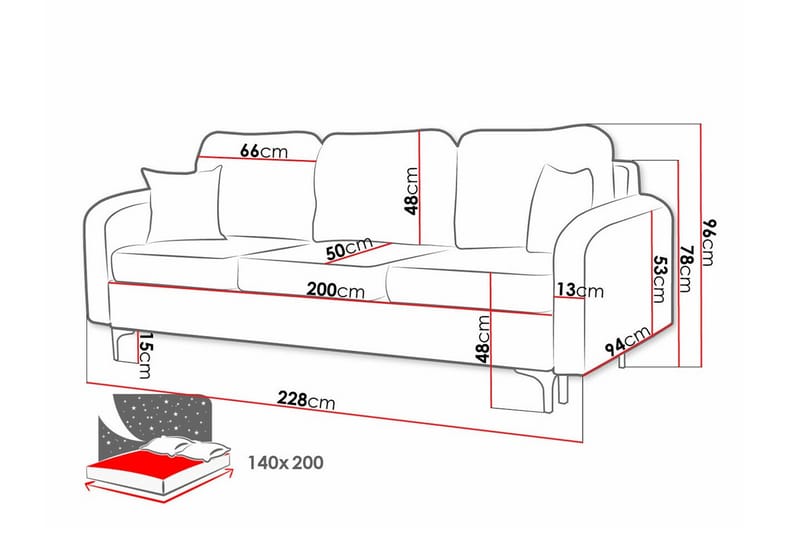 2-seters Sovesofa Knocklong - Mørkegrå - Møbler - Sofaer - Sovesofaer - 2 seters sovesofa