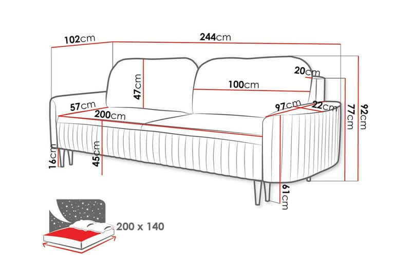 2-seters Sovesofa Laytown - Grøn - Møbler - Sofaer - Sovesofaer - 2 seters sovesofa