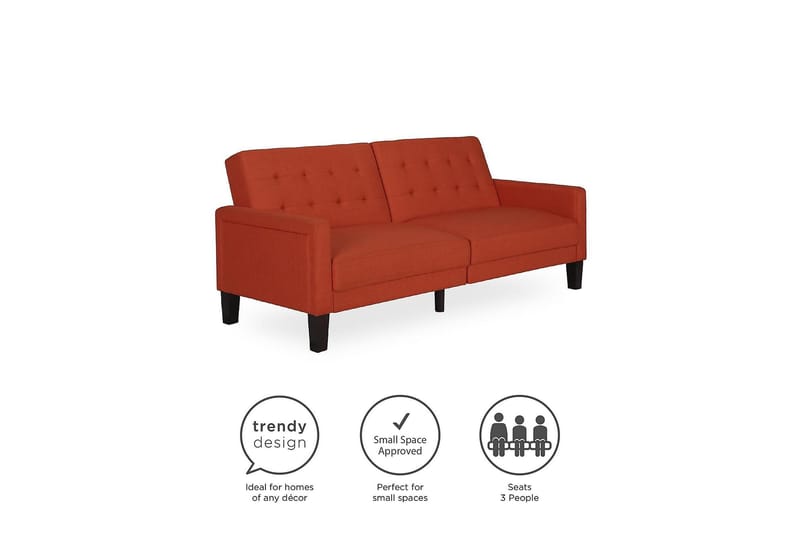 2-seters Sovesofa Porter Oransje - Dorel Home - Møbler - Sofaer - Sovesofaer - 2 seters sovesofa