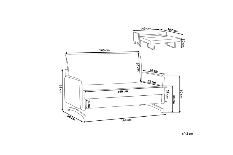 Sovesofa Belfast 148 cm - Grå - Møbler - Sofaer - Sovesofaer - 2 seters sovesofa