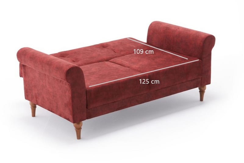 Sovesofa Colombia 2-seters 125x109 - Rød - Møbler - Sofaer - Sovesofaer - 2 seters sovesofa