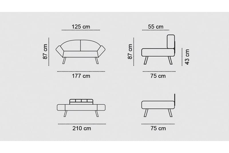 Sovesofa Eugi 2-seter - Svart - Møbler - Sofaer - Sovesofaer - 2 seters sovesofa