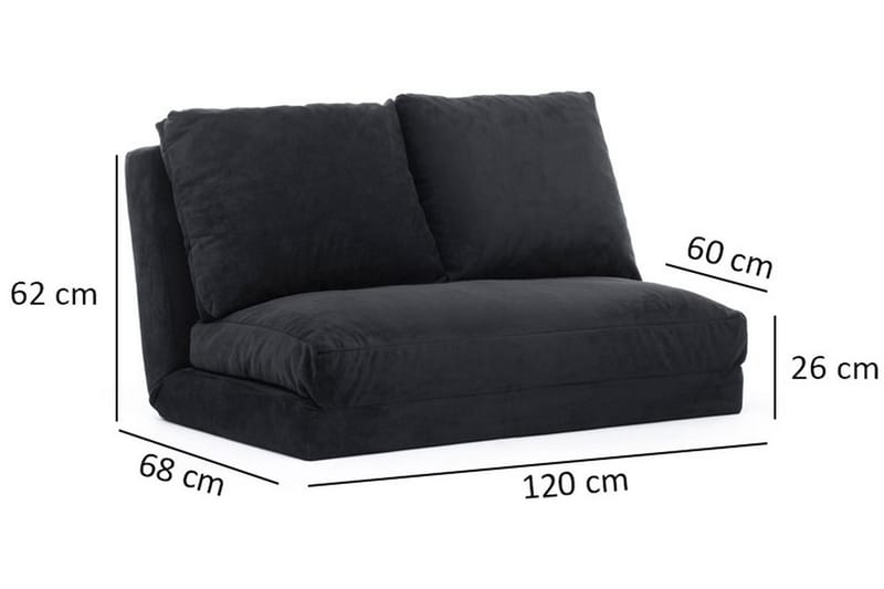 Sovesofa Florentine 2-seters 120x185 - Svart - Møbler - Sofaer - Sovesofaer - 2 seters sovesofa