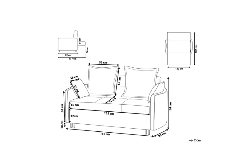 Sovesofa Kretser - Grå - Møbler - Sofaer - Sovesofaer - 2 seters sovesofa