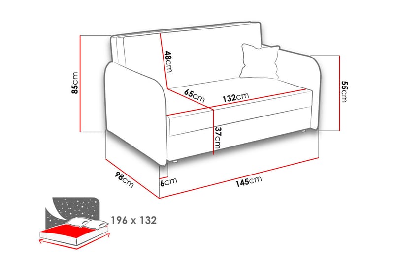 Sovesofa Viva - Svart/Grå - Møbler - Sofaer - Sovesofaer - 2 seters sovesofa