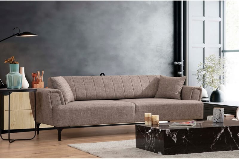 3-seter Sovesofa Hamlets - Lysebrun - Møbler - Sofaer - Sovesofaer - 3 seters sovesofa