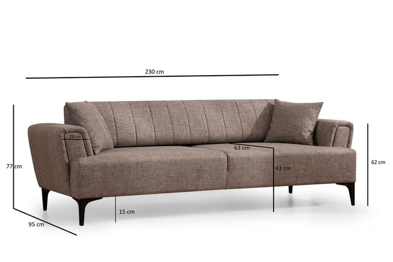 3-seter Sovesofa Hamlets - Lysebrun - Møbler - Sofaer - Sovesofaer - 3 seters sovesofa