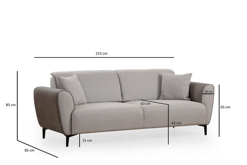 3-seter Sovesofa Demeden - Grå - Møbler - Sofaer - Sovesofaer - 3 seters sovesofa