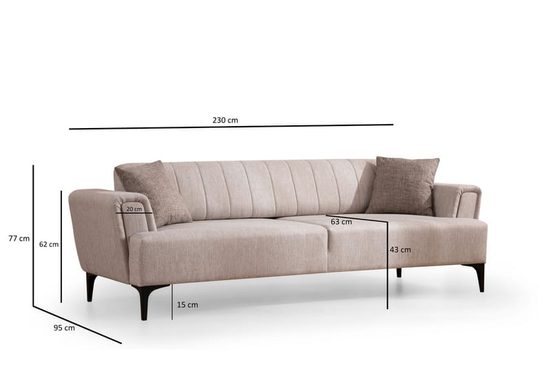 3-seter Sovesofa Hamlets - Beige - Møbler - Sofaer - Sovesofaer - 3 seters sovesofa