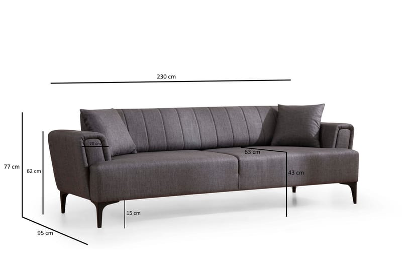 3-seter Sovesofa Hamlets - Mørkegrå - Møbler - Sofaer - Sovesofaer - 3 seters sovesofa