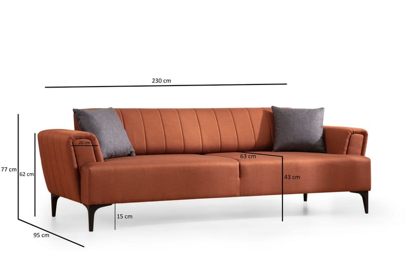 3-seter Sovesofa Hamlets - Rød - Møbler - Sofaer - Sovesofaer - 3 seters sovesofa